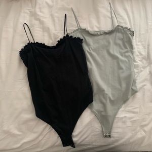 Two Abercrombie ruffle top bodysuits